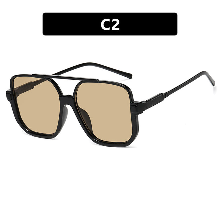 Women's square sunglasses with transparent frame and green tinted lenses Kalsten