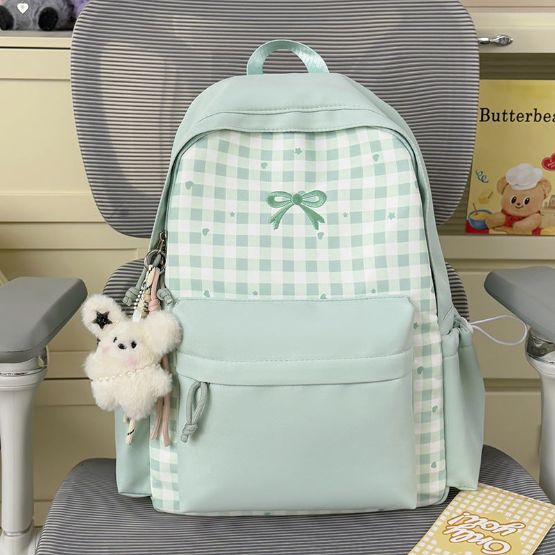 Checked Patterned School Backpack Kalsten