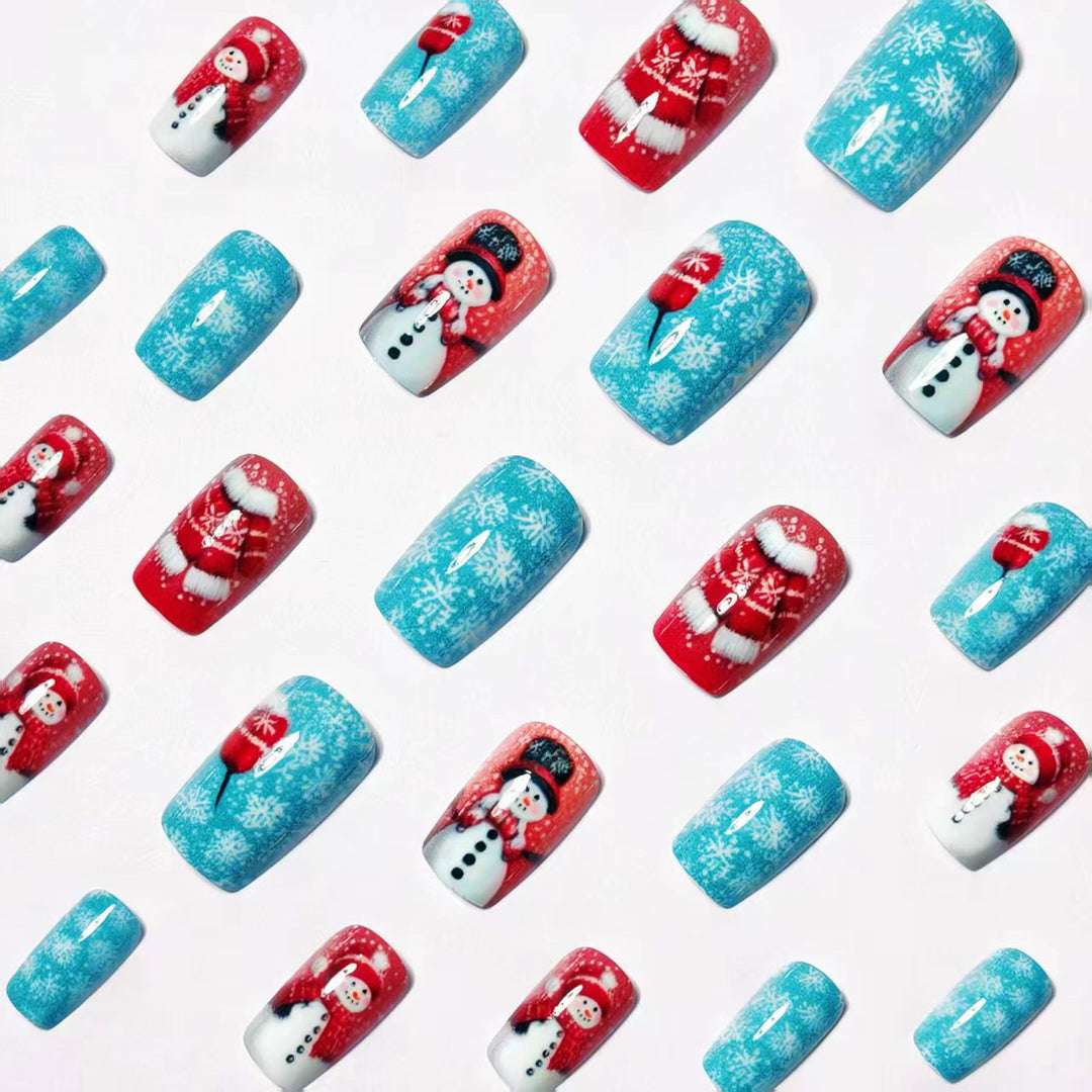 Artificial Nails in Winter Snowman Design Kalsten