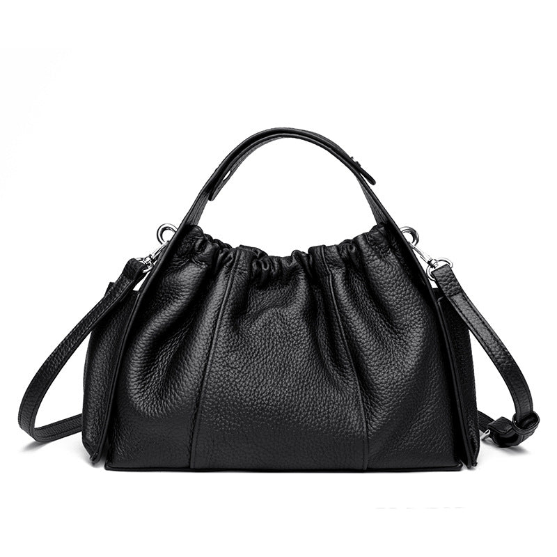 Textured Leather Drawstring Satchel Kalsten