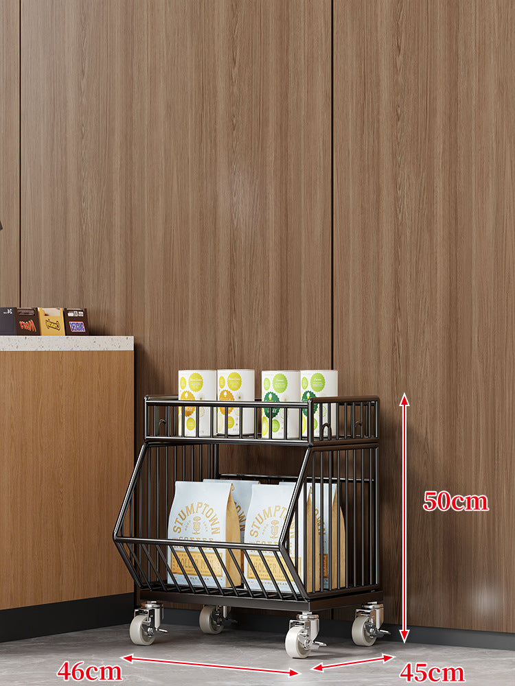 Three-Tier Mobile Wire Basket Organizer Cart