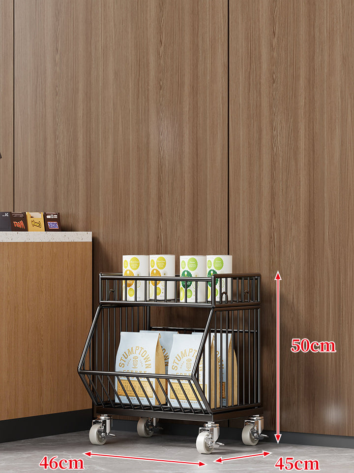 Three-Tier Mobile Wire Basket Organizer Cart