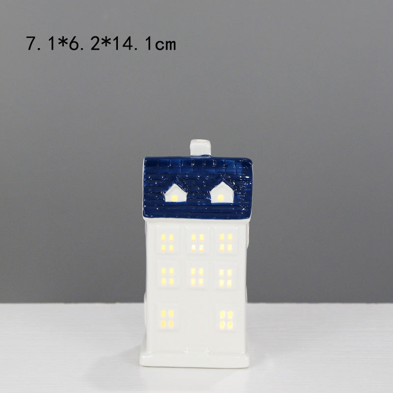 Ceramic House-Shaped Decorative Lantern Kalsten