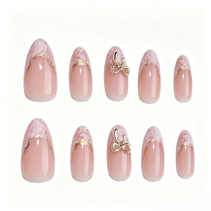 Stiletto Artificial Nail Set with Elegant Golden Accents Kalsten