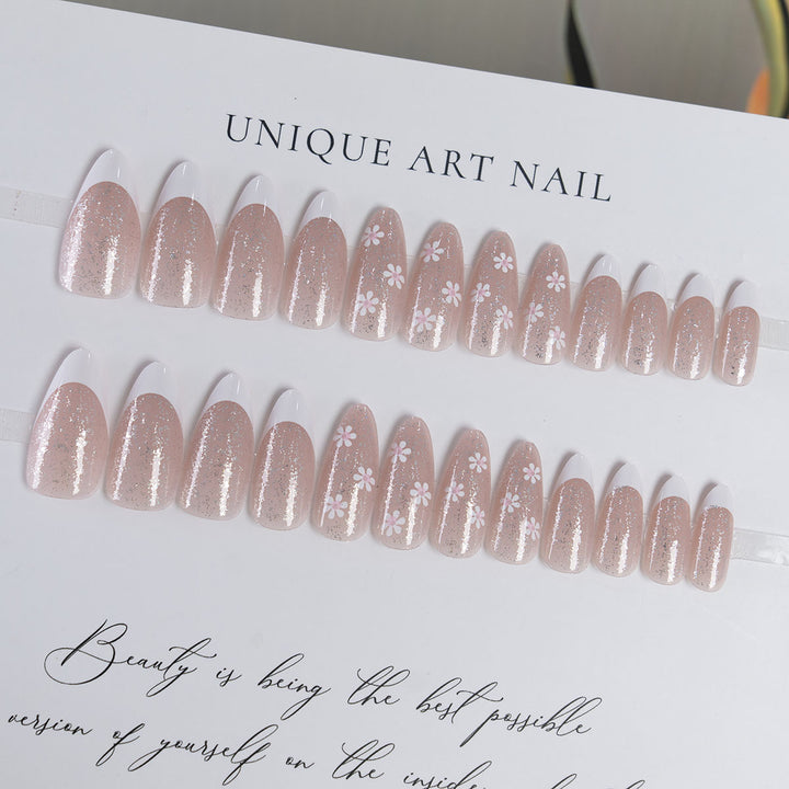 Glittery Floral Press-On Nails
