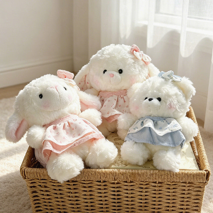 Plush Bunny Dress-Up Sitting Cuddler with Floppy Ears and Embroidered Face Kalsten