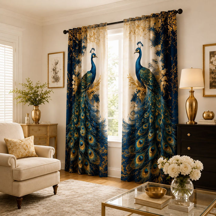 Artistic Bird-Themed Window Curtain