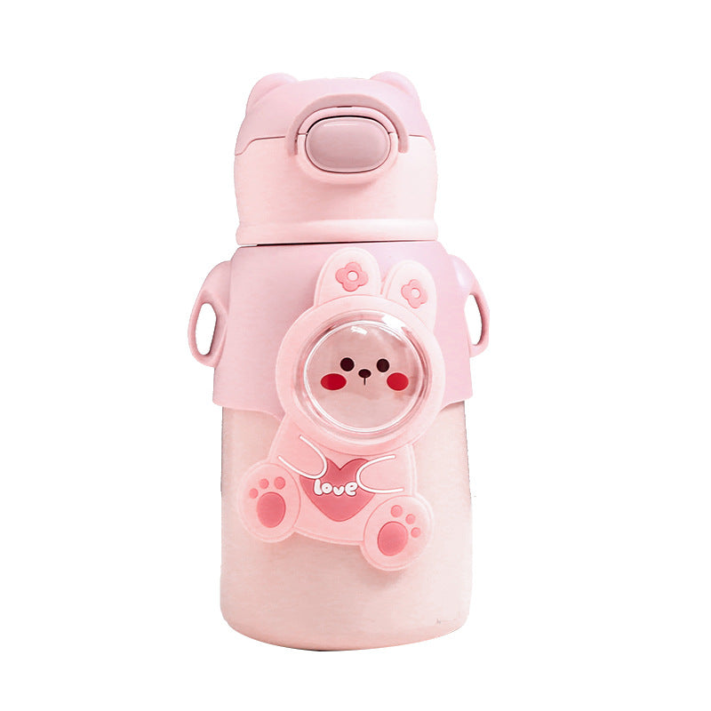 Women's Insulated Bottle with Funny Animal Design and Integrated Carrying Strap Kalsten