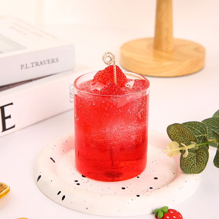 Scented Heart-Top Gel Candle in Clear Glass Jar with Speckled Ceramic Coaster