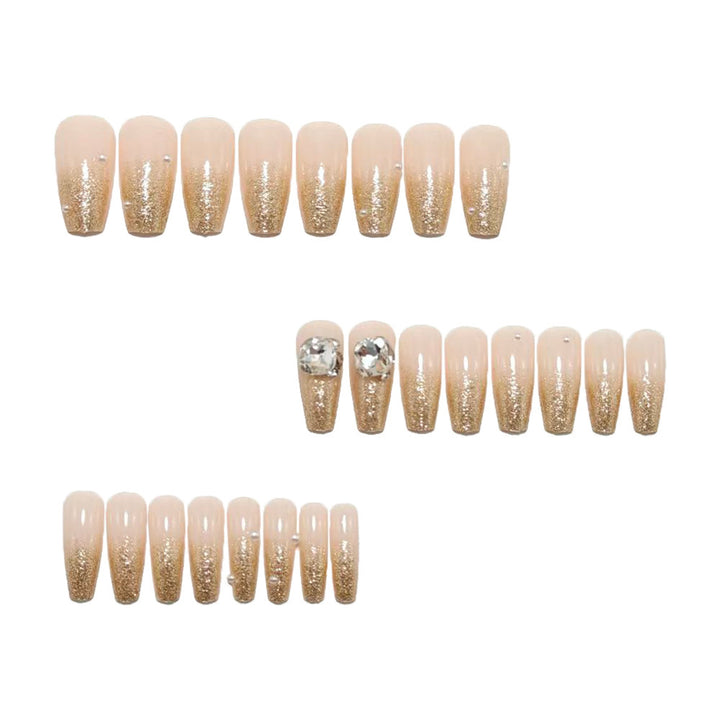 Glamorous artificial nails with glitter and pearl embellishments Kalsten
