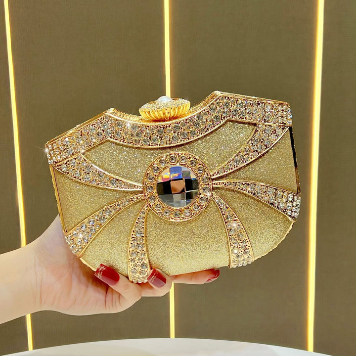 Decorative Rhinestone-Accented Evening Clutch