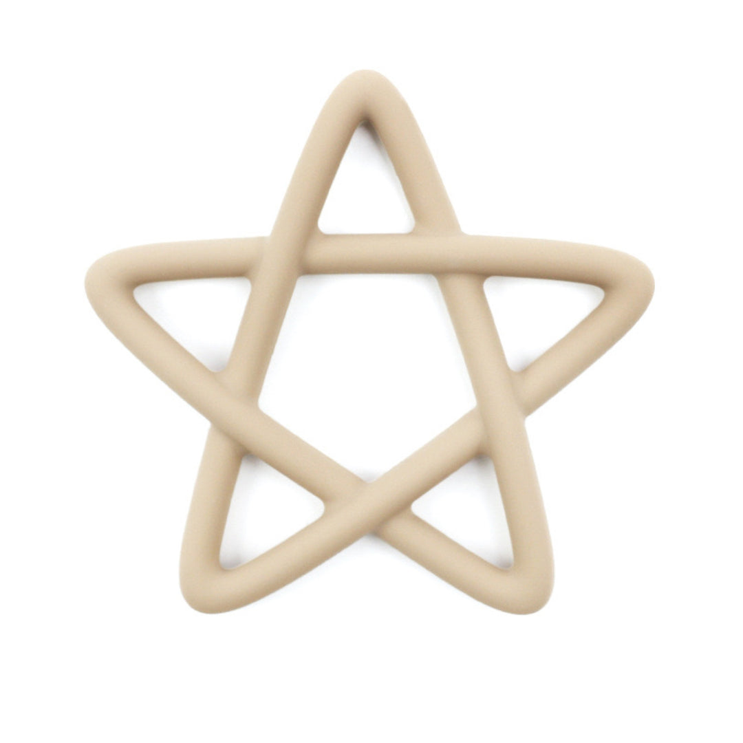 Silicone Star Teething Toy with Wooden Bead Clip