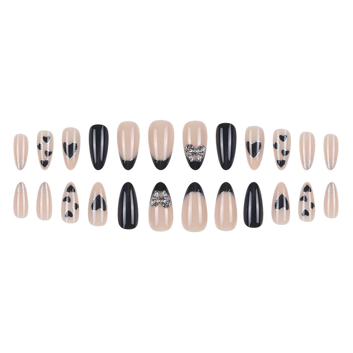Artistic Stiletto Press-On Nails with Heart and Bow Accents Kalsten