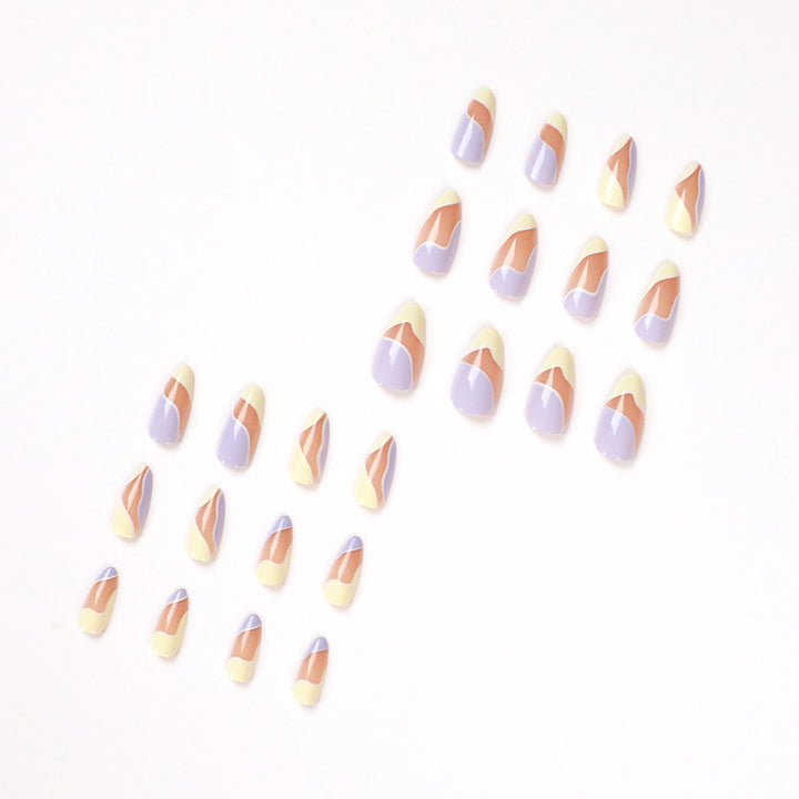 Artful Nail Extensions with Wave Design and Colorful Accents Kalsten