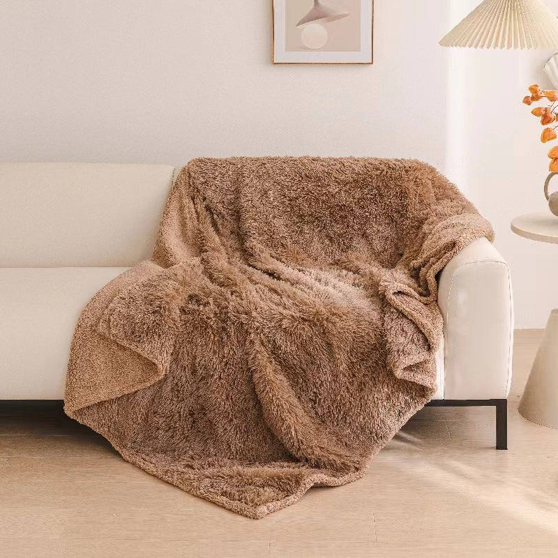 Oversized Reversible Plush Faux Fur Sherpa Throw Blanket