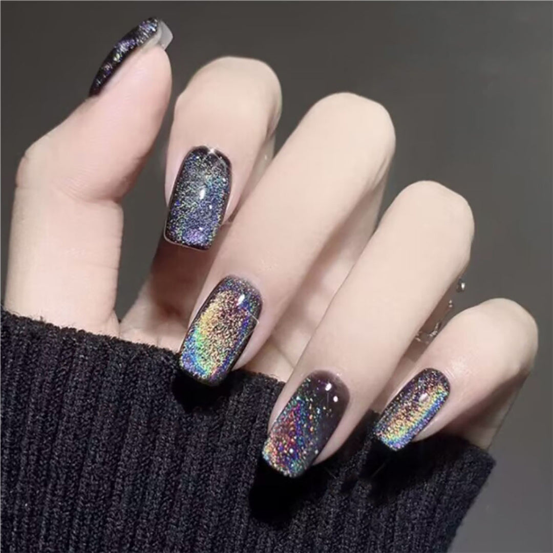 Iridescent Glitter Press-On Nail Set