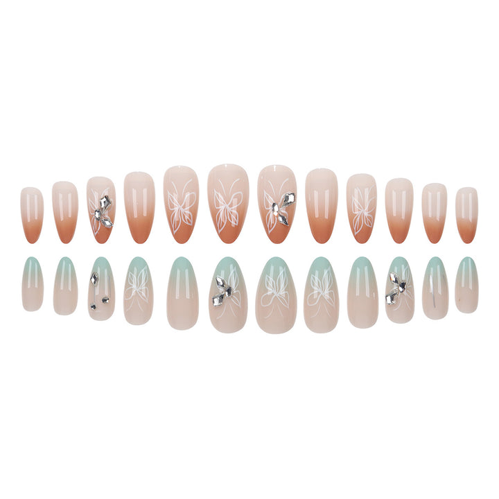 Decorative Stiletto Press-On Nails with Artistic Butterfly Accents Kalsten