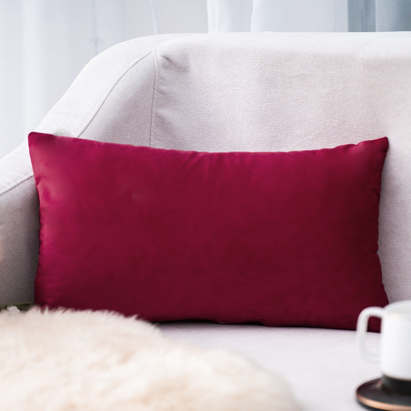 Plush Velvet Lumbar Pillow Cover with Hidden Zipper and Removable Insert Support