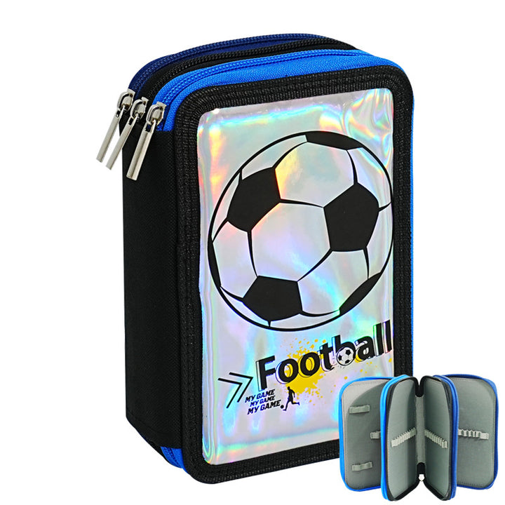 Football-Themed Multi-Zipper Pencil Case kalsten