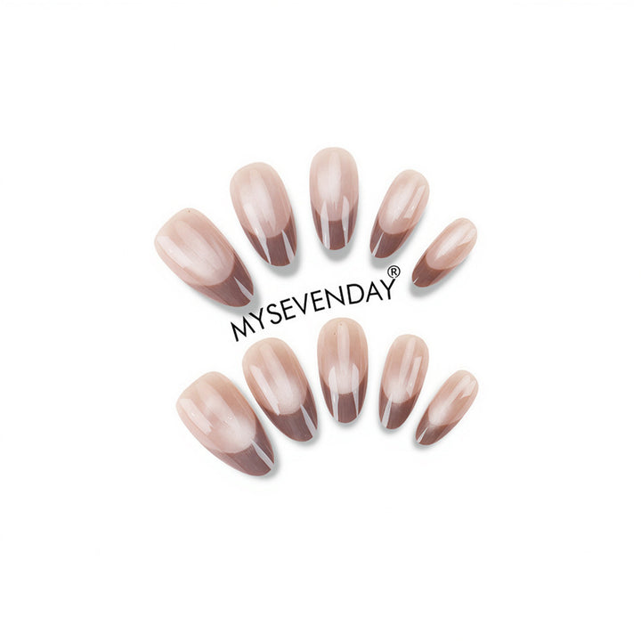 Elegant Press-On Nail Set with French Tip Design Kalsten