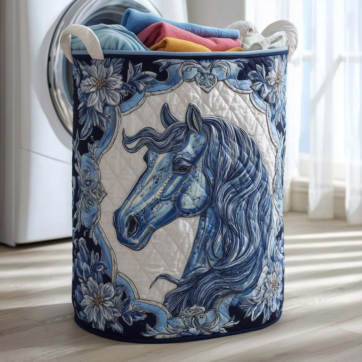 Quilted Decorative Laundry Storage Basket With Rope Handles Collapsible Fabric Organizer