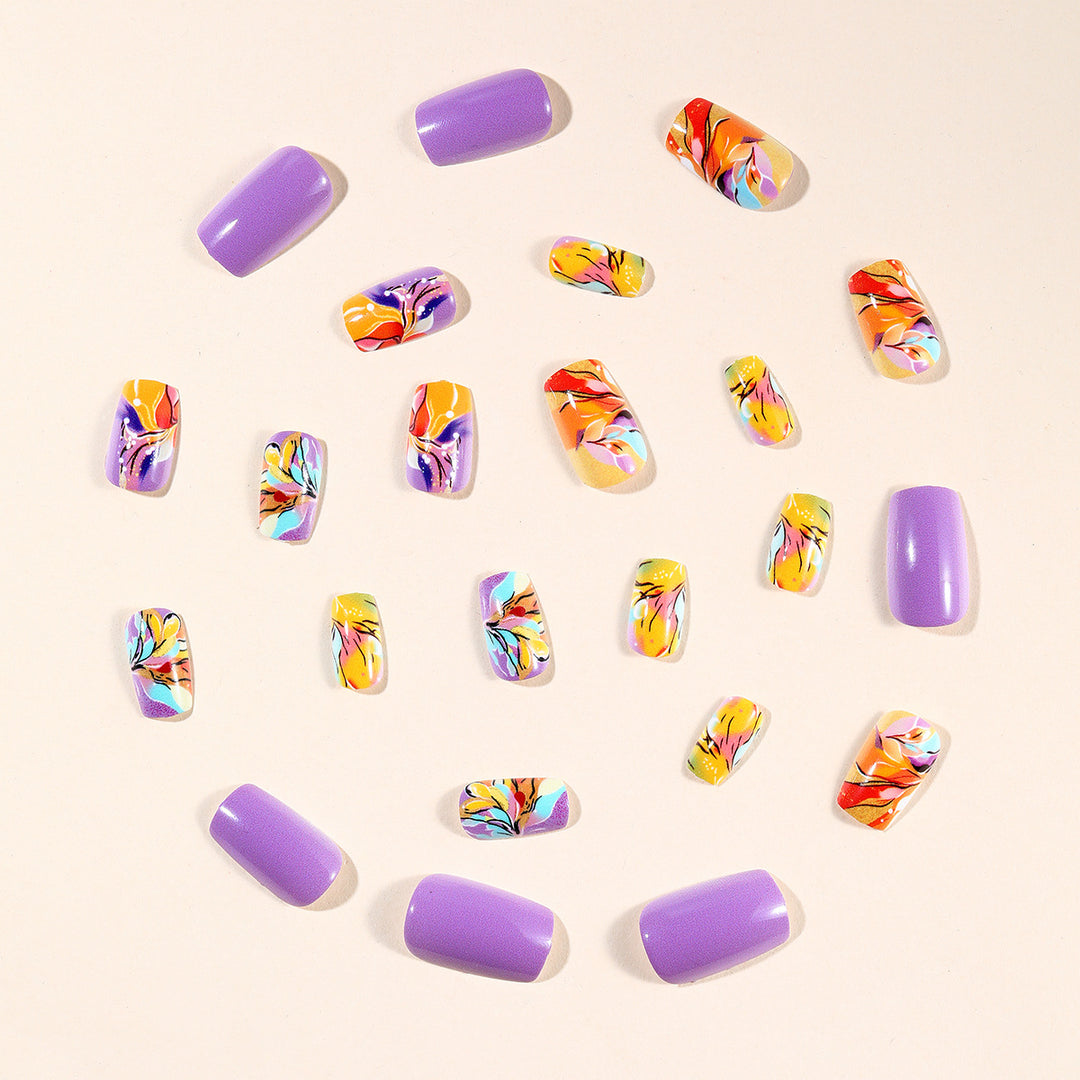 Artistic Floral Gel Nail Art Extensions Kalsten