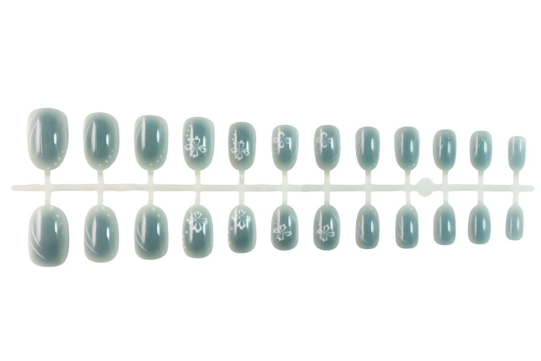 Artificial nail set with floral decorations and glossy finish Kalsten