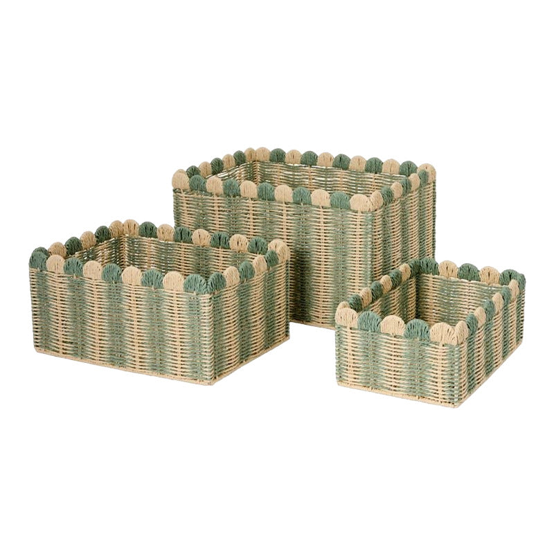 Decorative Woven Storage Basket with Scalloped Edges Kalsten