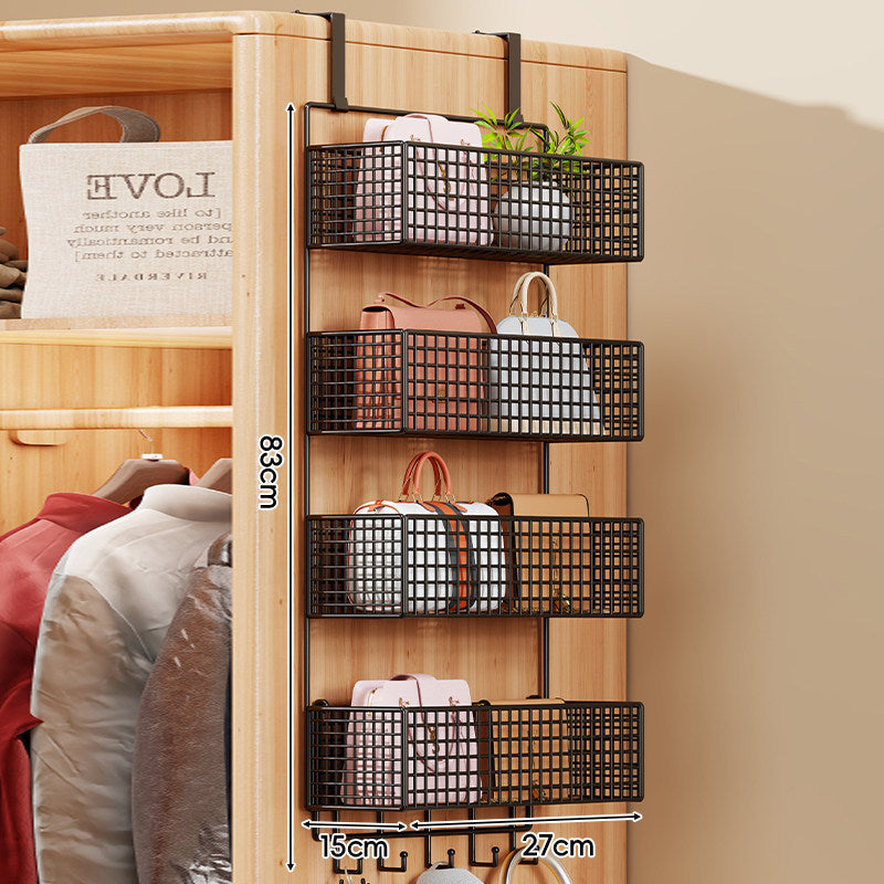 Over-the-Door Multi-Tier Metal Grid Hanging Storage Organizer