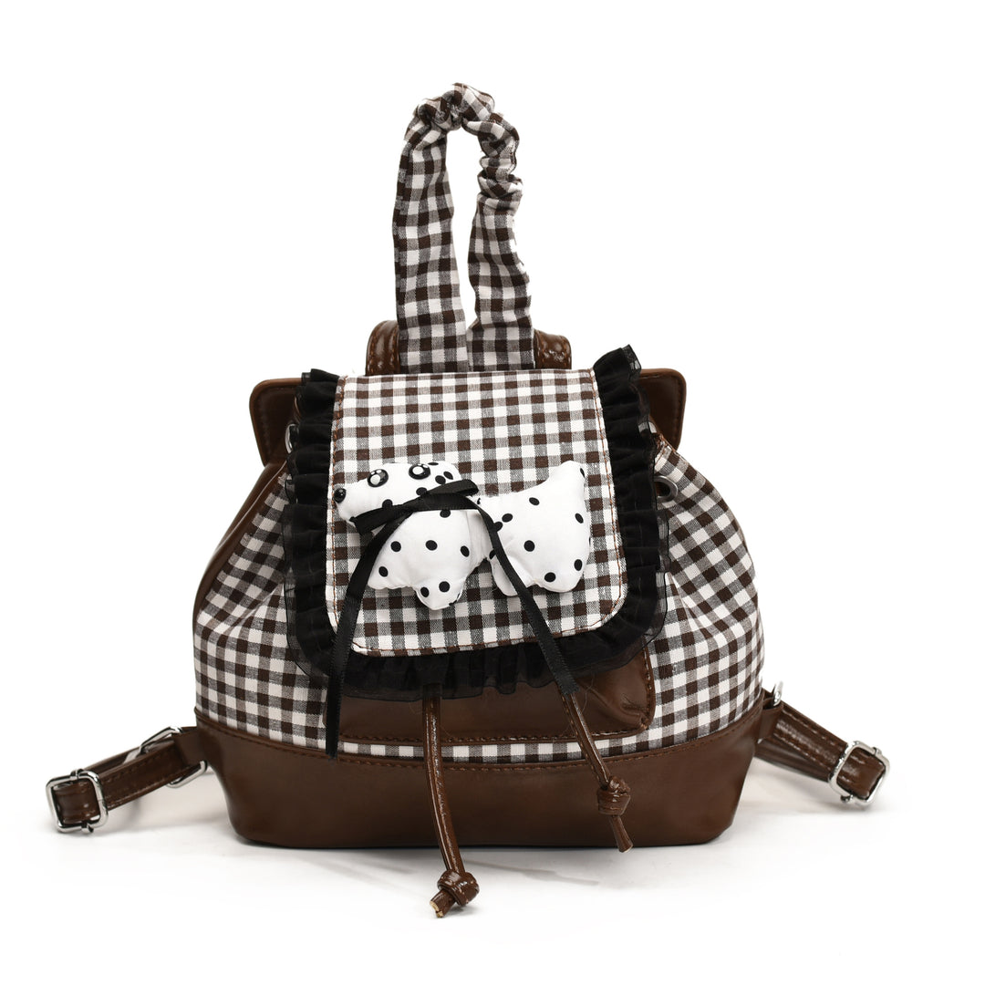 Playful backpack with checkered pattern and animal appliqué Kalsten