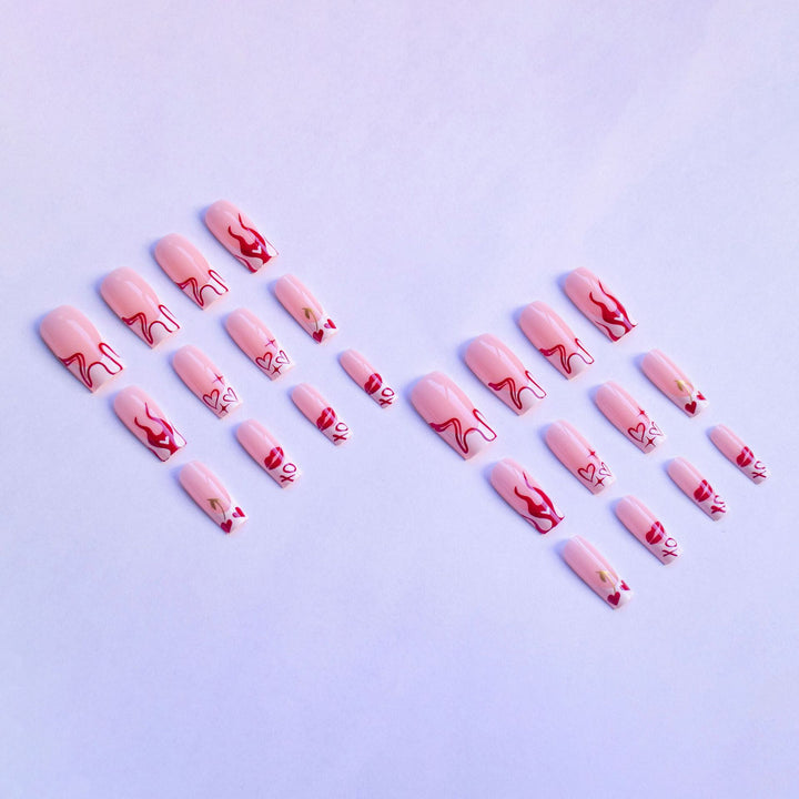 Artistic Nail Art Kit with Heart and Flame Designs