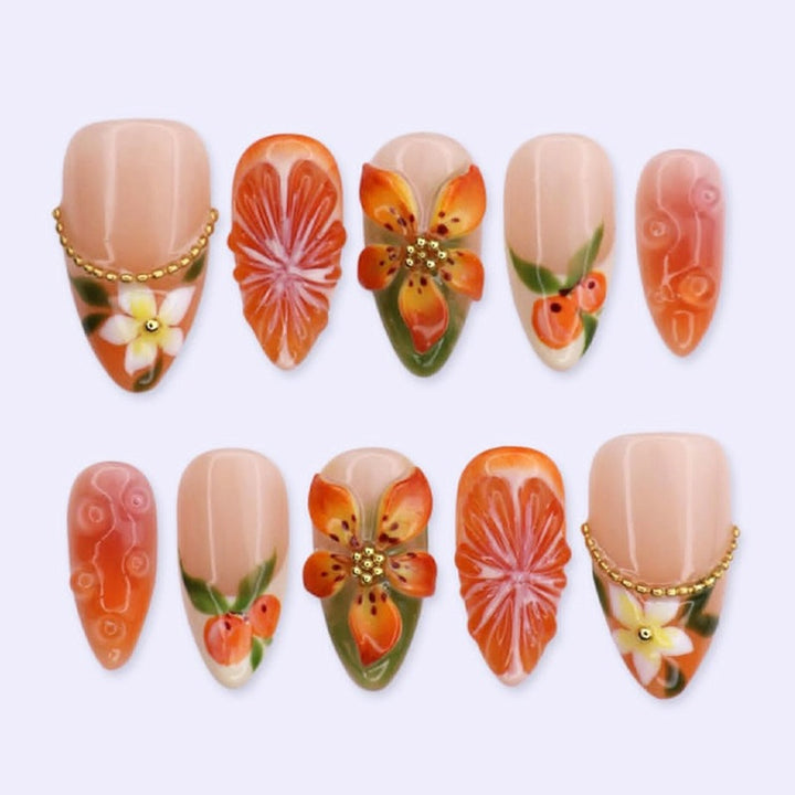 Artificial nail set with floral and fruity accents Kalsten