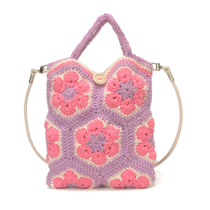 Crochet Floral Tote Bag
