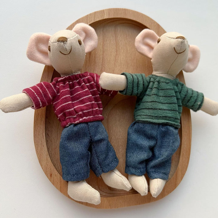 Handmade Organic Cotton Mouse Doll Pair