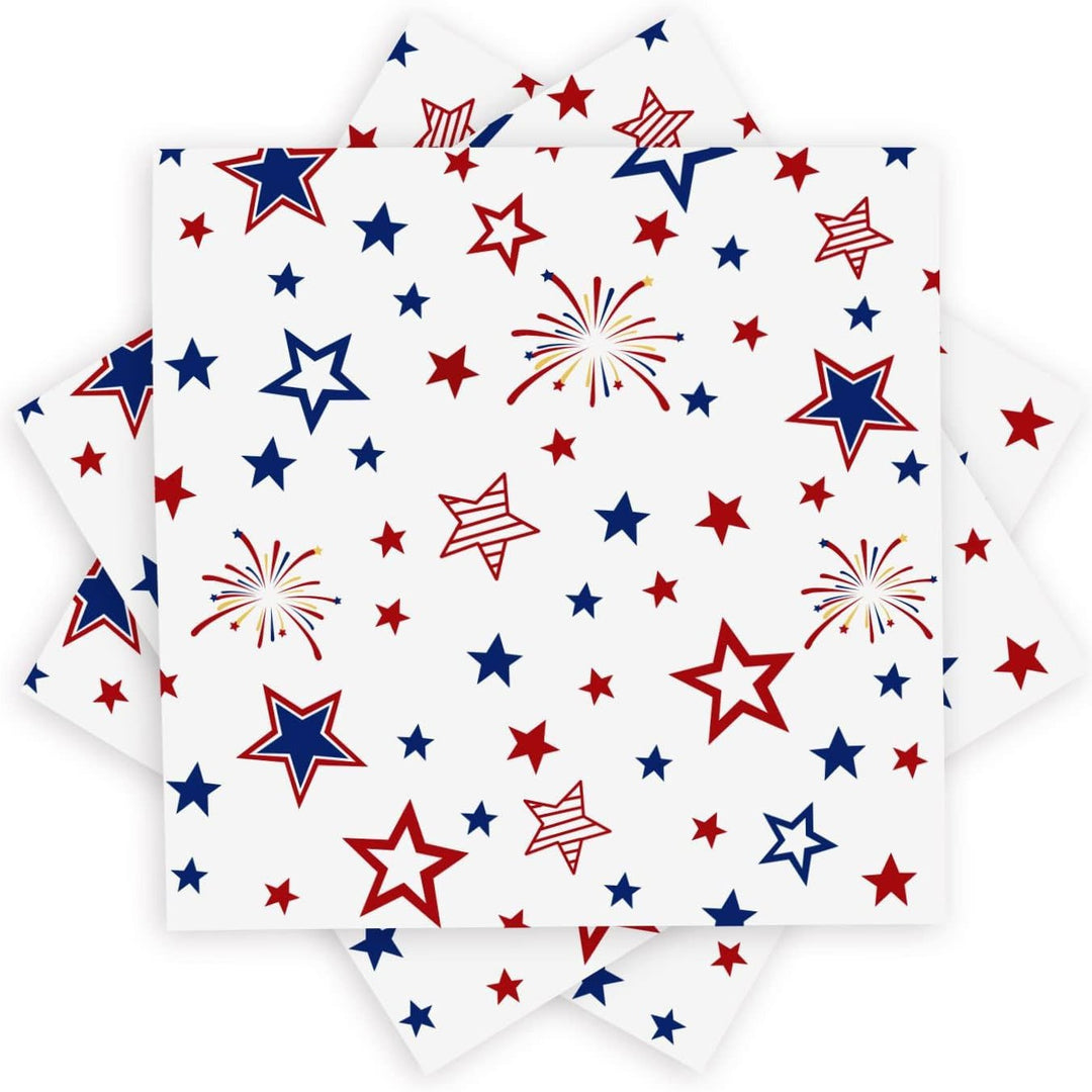 Unisex nan festive star patterned disposable party napkin with fireworks motif Kalsten