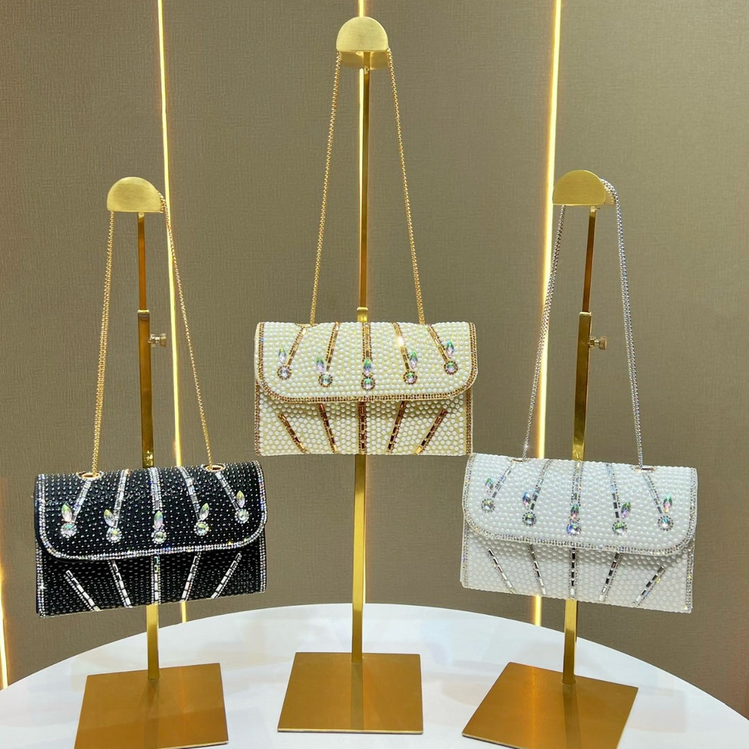 Elegant Crystal-Embellished Evening Clutch