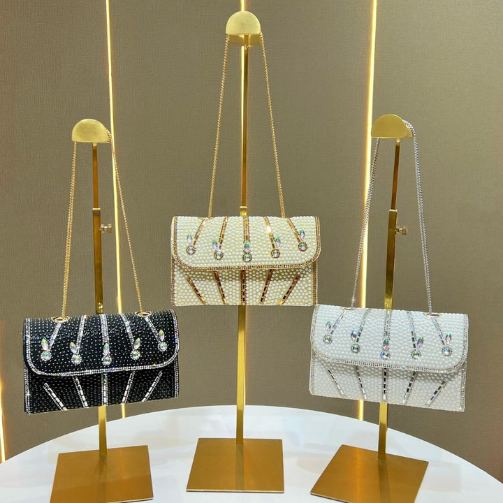 Elegant Crystal-Embellished Evening Clutch