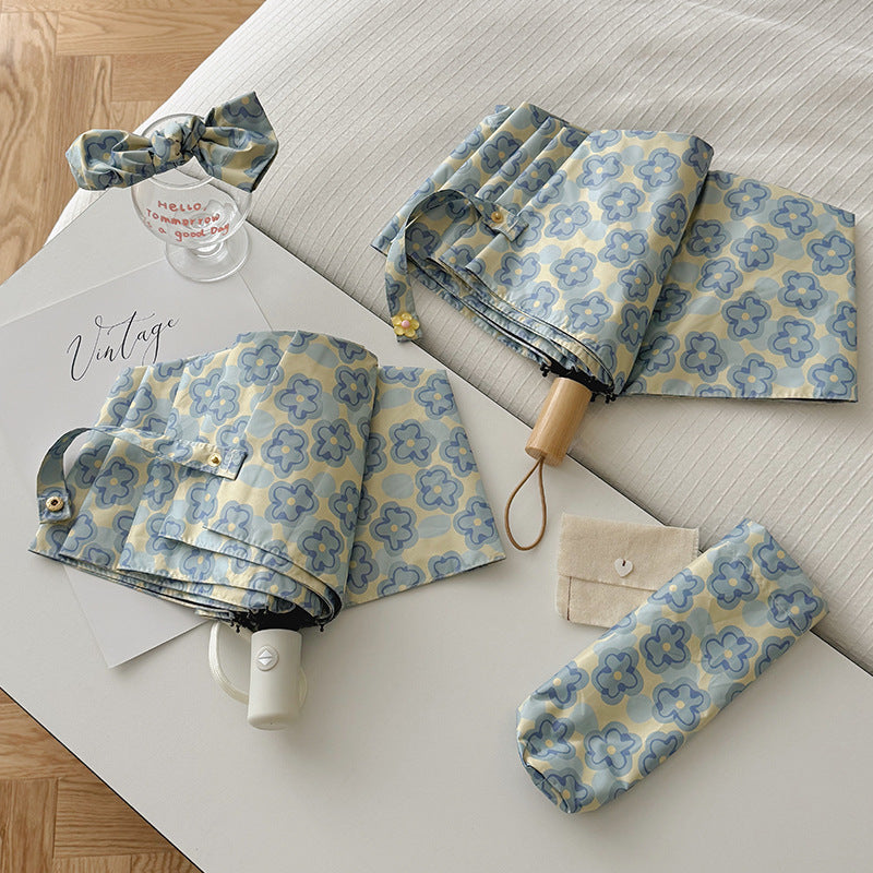 Ladies Collapsible Umbrella with Elegant Floral Pattern Kalsten
