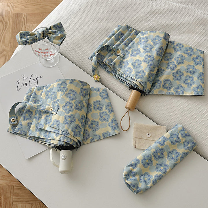 Ladies Collapsible Umbrella with Elegant Floral Pattern Kalsten