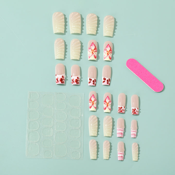 Artificial Nails Set with Elegant Floral Designs Kalsten