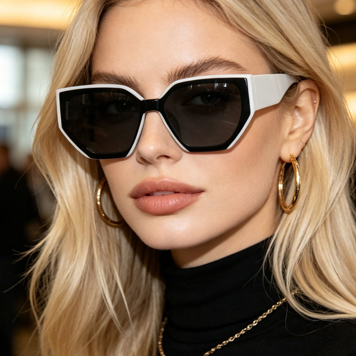 Women's fashionable oversized sunglasses with trendy hexagon design Kalsten