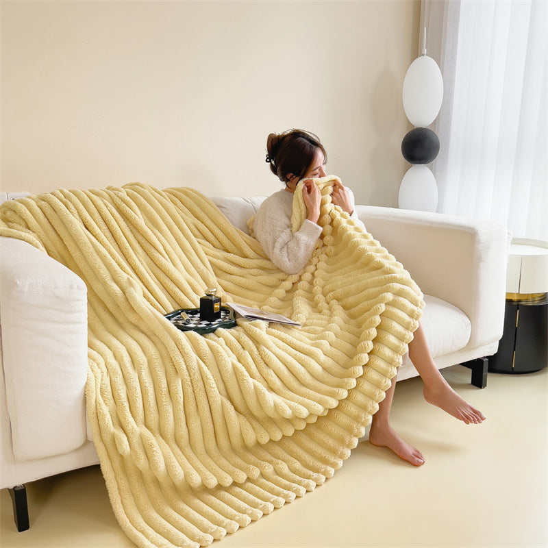 Textured Plush Throw Blanket