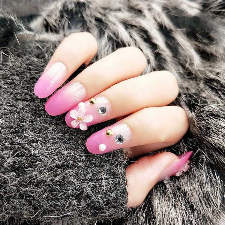 Decorative Gemstone and Bow Press-On Nail Set
