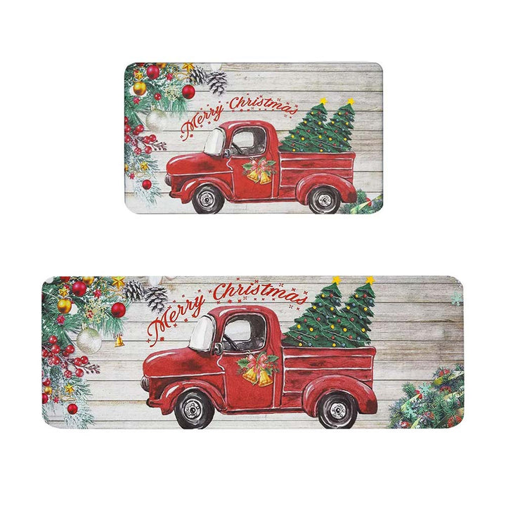 Festive Christmas-Themed Kitchen Mat Set