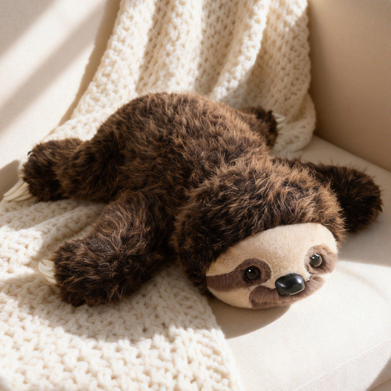 Lifelike Lying Sloth Plush Cushion Toy with Ultra-Soft Faux Fur and Cuddly Filling Kalsten