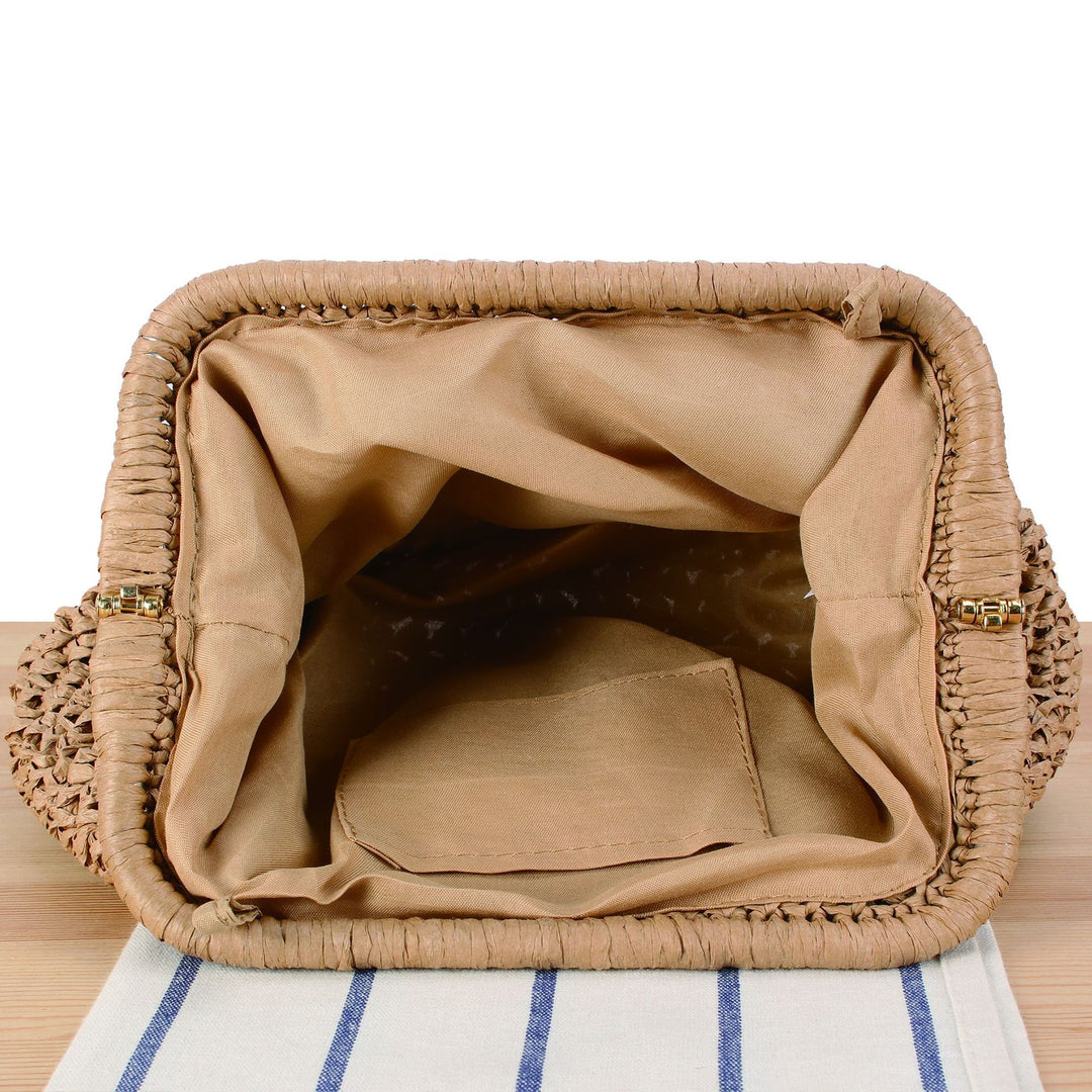 Basket bag with elegant wooden bead embellishments Kalsten