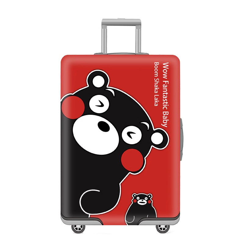 Unisex nan elastic motif suitcase cover made of stretchable polyester with handle and wheel openings Kalsten