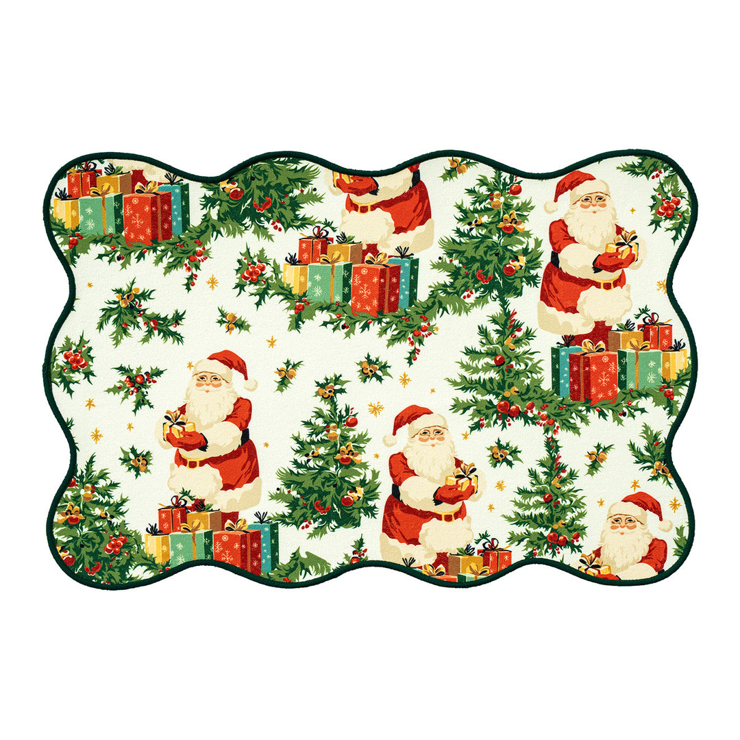 Christmas wipeable placemat with wavy hem and nostalgic Santa motif Kalsten