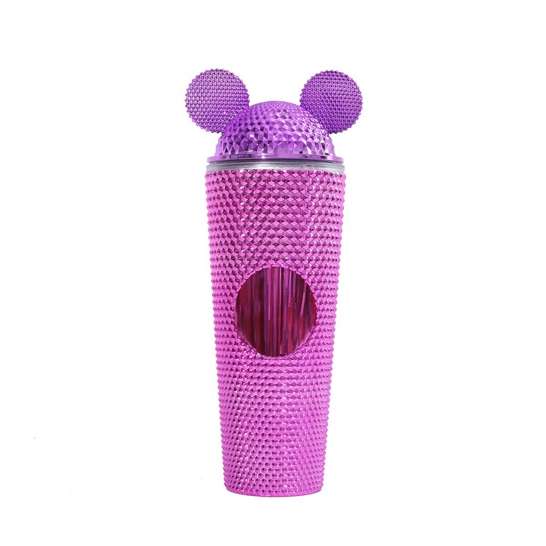Studded Textured Reusable Tumbler With Decorative Ear-Top Screw Lid