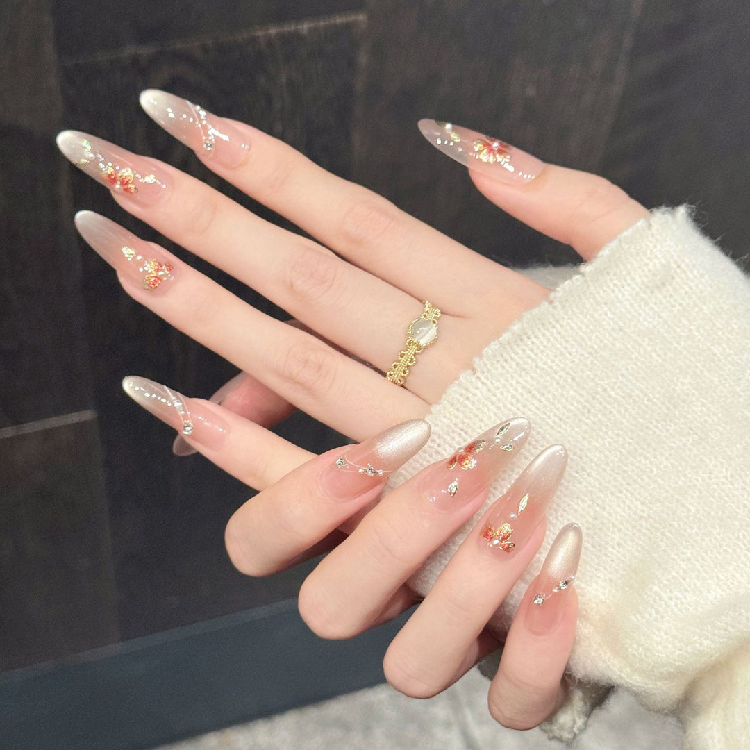 Artistic Floral Gel Press-On Nails